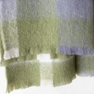 ST ALBANS ALPACA THROW RUG  |  DAINTREE GREEN OLIVE + PURPLE + WHITE