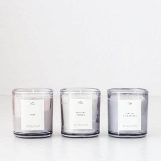 STUDIO MCKENNA  |  SIGNATURE BOX SET OF 3 CANDLES  |   NOIR + COASTAL WILDERNESS + OPULENT EMBERS
