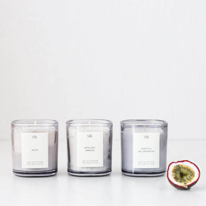 STUDIO MCKENNA  |  SIGNATURE SET OF 3 CANDLES  |   NOIR + COASTAL WILDERNESS + OPULENT EMBERS