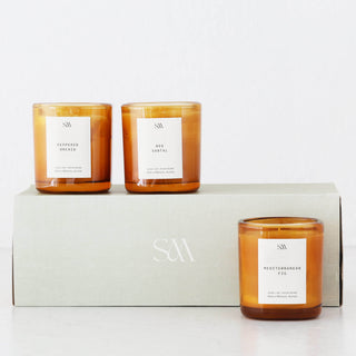 STUDIO MCKENNA  |  SIGNATURE SET OF 3 CANDLES  |   MEDITERRANEAN FIG + RED SANTAL + PEPPERED ORCHID