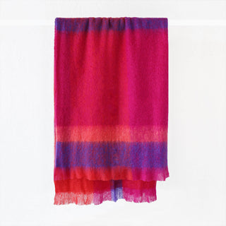 ST ALBANS MOHAIR THROW RUG | CHARLOTTE | PINK RED PURPLE 