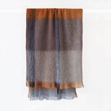 ST ALBANS MOHAIR THROW RUG  |  DARGO | BROWN CHOCOLATE GREY BLUE