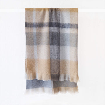ST ALBANS MOHAIR THROW RUG  |  DRYSDALE | NATURAL GREY WHITE 