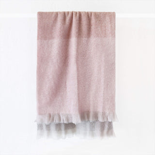 ST ALBANS MOHAIR THROW RUG  |  LEXIE | PINK WHITE