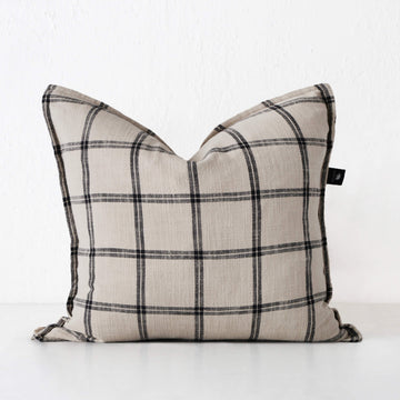SURREY CUSHION  |  SAND + BLACK CHECK  |  50X50