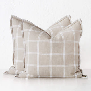 SURREY CUSHION BUNDLE X2 | 50 X 50 | SAND + WHITE CHECK