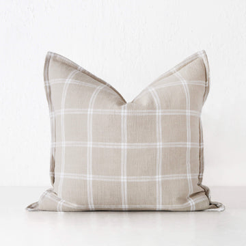 SURREY CUSHION  |  SAND + WHITE CHECK  |  50X50