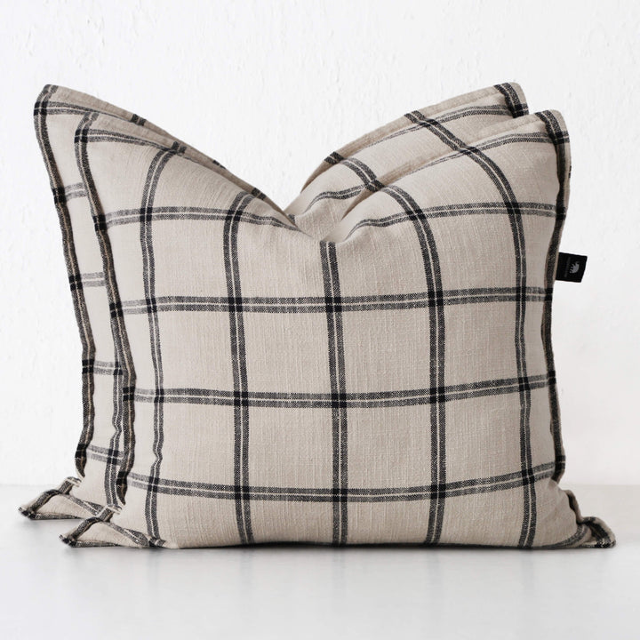 SURREY CUSHION BUNDLE X2 |  60 x 60  |  SAND + BLACK CHECK