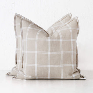SURREY CUSHION BUNDLE X2 | 60 X 60 | SAND + WHITE CHECK
