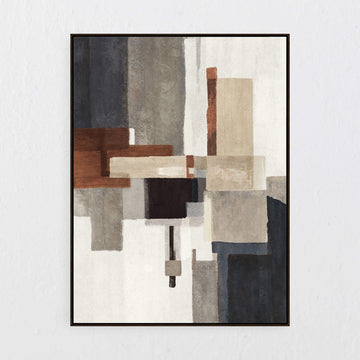 SALUZZO FRAMED TEXTURED XL CANVAS PRINT  |  160 X 120CM  |  NATURAL + RUST + STEEL  |  WALNUT FRAME