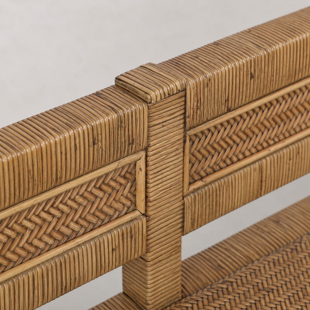 SAN AUGUSTINE RATTAN HERRING WEAVE  | BENCH SEAT 160CM  |  NATURAL RATTAN