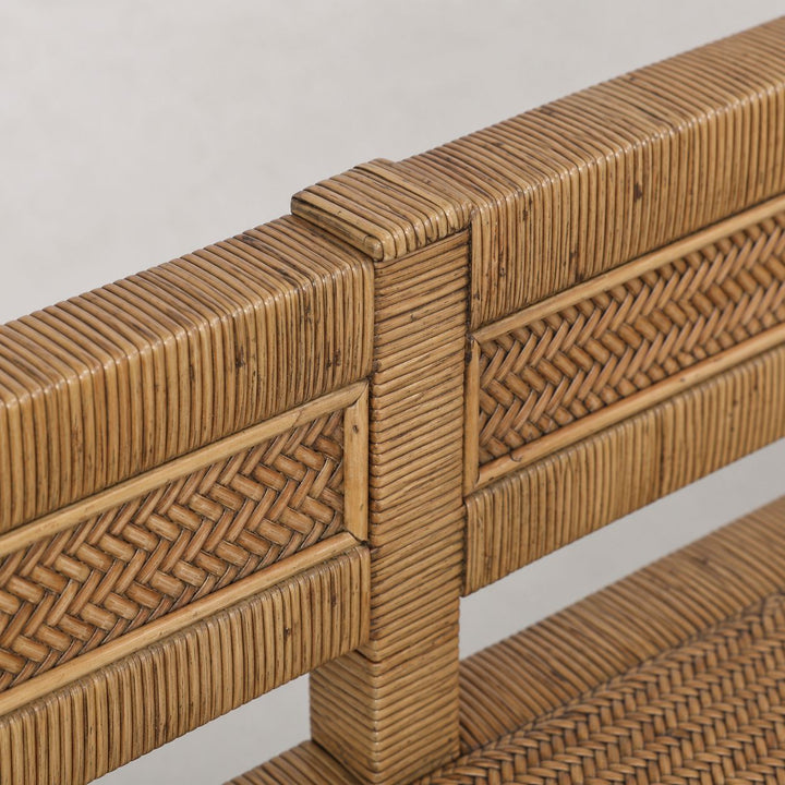 SAN AUGUSTINE RATTAN HERRING WEAVE  | BENCH SEAT 160CM  |  NATURAL RATTAN