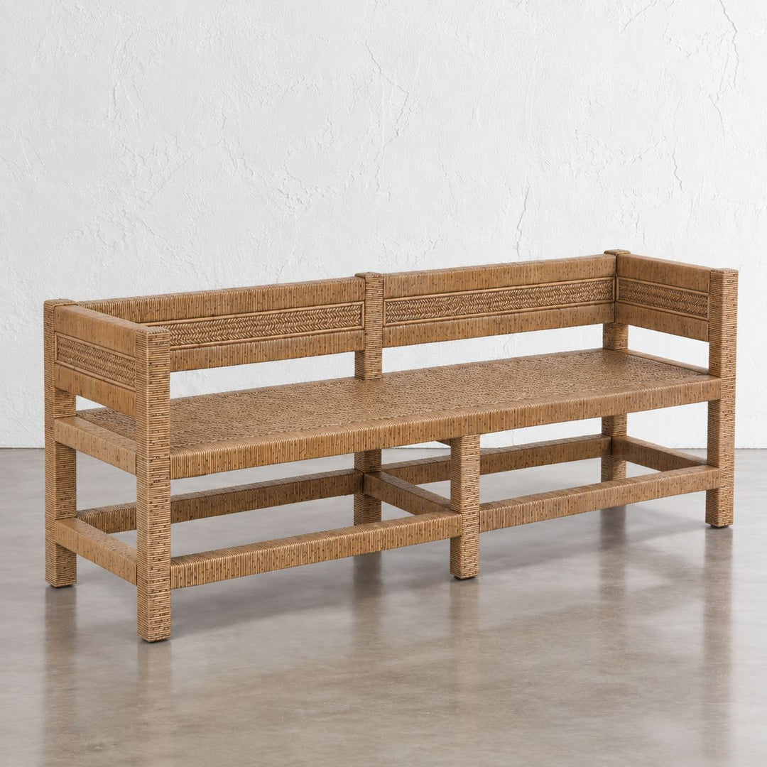 SAN AUGUSTINE RATTAN HERRING WEAVE  | BENCH SEAT 160CM  |  NATURAL RATTAN