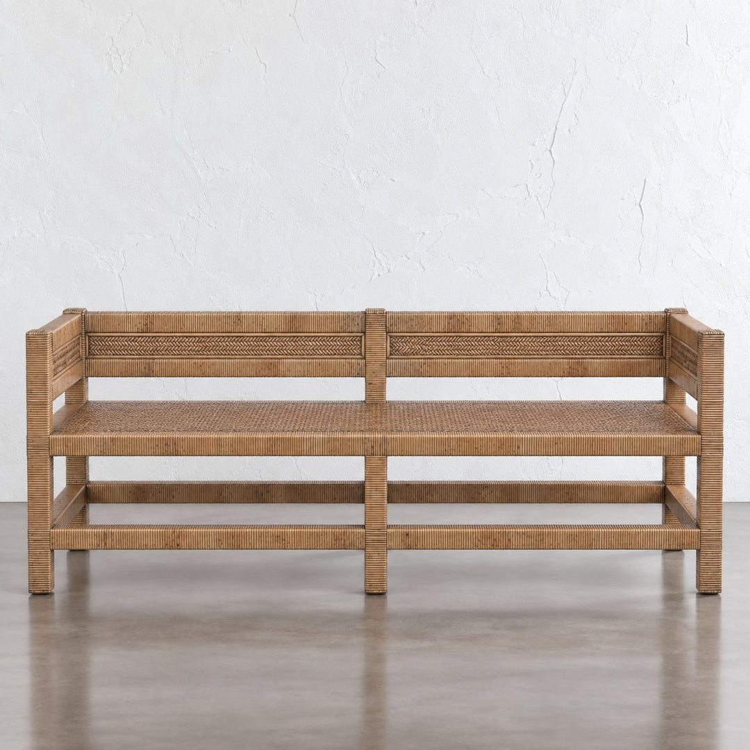 SAN AUGUSTINE RATTAN HERRING WEAVE  | BENCH SEAT 160CM  |  NATURAL RATTAN