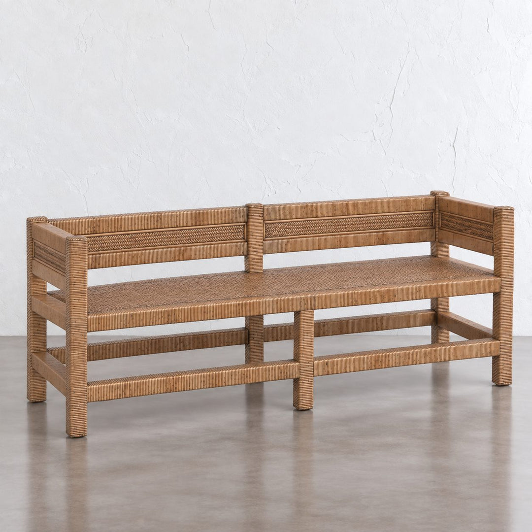 SAN AUGUSTINE RATTAN HERRING WEAVE  | BENCH SEAT 160CM  |  NATURAL RATTAN