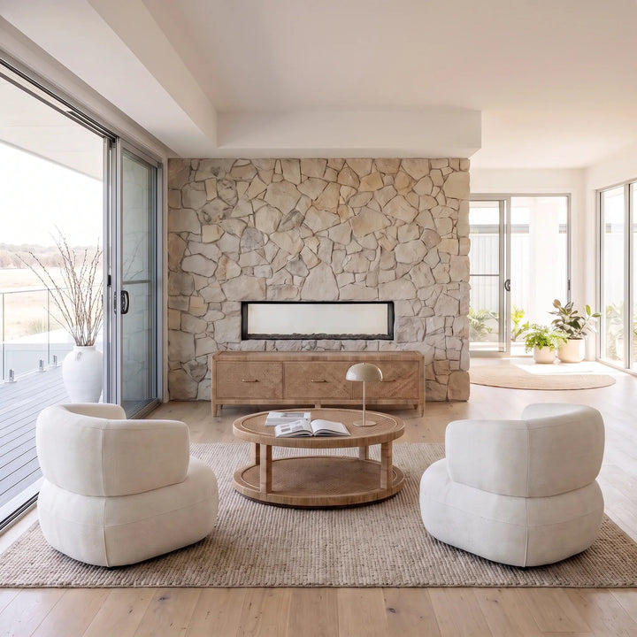 SAN AUGUSTINE RATTAN HERRING WEAVE  |  ENTERTAINMENT UNIT  |  NATURAL RATTAN
