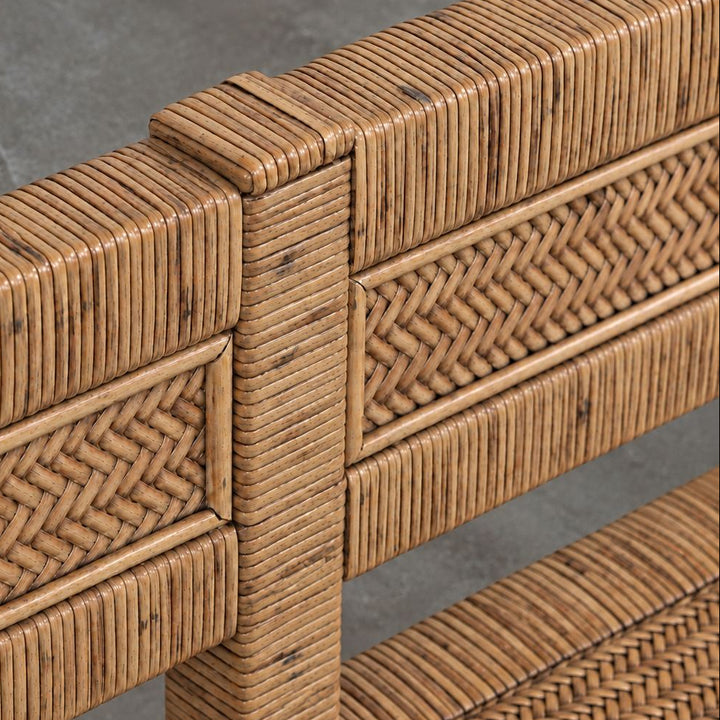SAN AUGUSTINE RATTAN HERRING WEAVE  | BENCH SEAT 160CM  |  NATURAL RATTAN