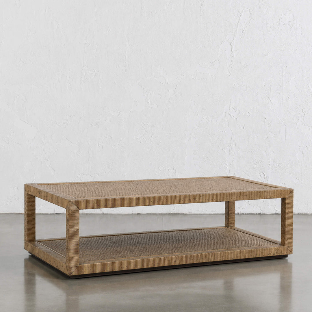 SAN AUGUSTINE RATTAN HERRING WEAVE  |  RECTANGLE COFFEE TABLE  |  NATURAL RATTAN