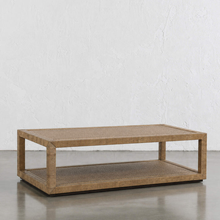 SAN AUGUSTINE RATTAN HERRING WEAVE  |  RECTANGLE COFFEE TABLE  |  NATURAL RATTAN