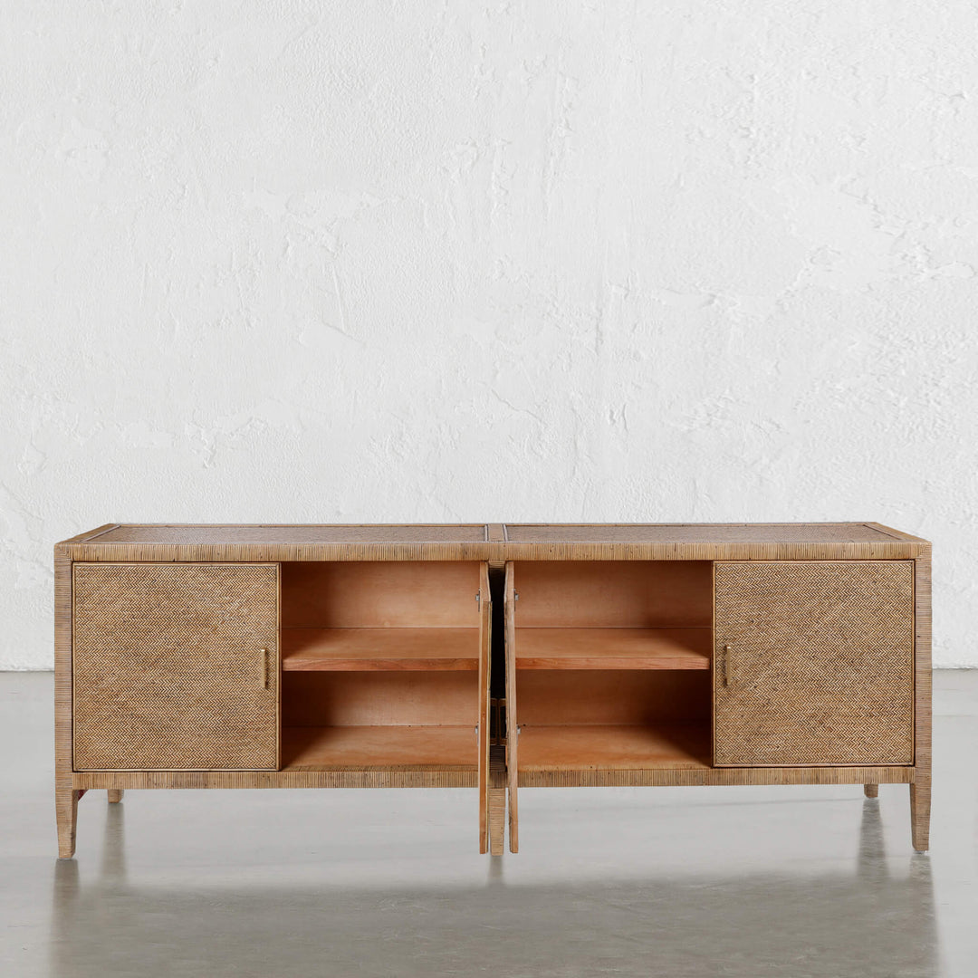 SAN AUGUSTINE RATTAN HERRING WEAVE  |  SIDEBOARD 240CM  |  NATURAL RATTAN