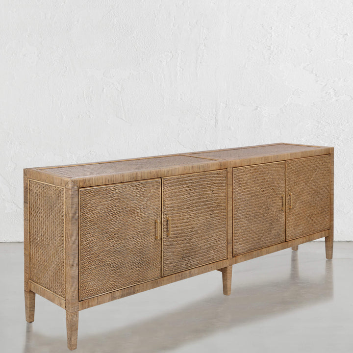 SAN AUGUSTINE RATTAN HERRING WEAVE  |  SIDEBOARD 240CM  |  NATURAL RATTAN