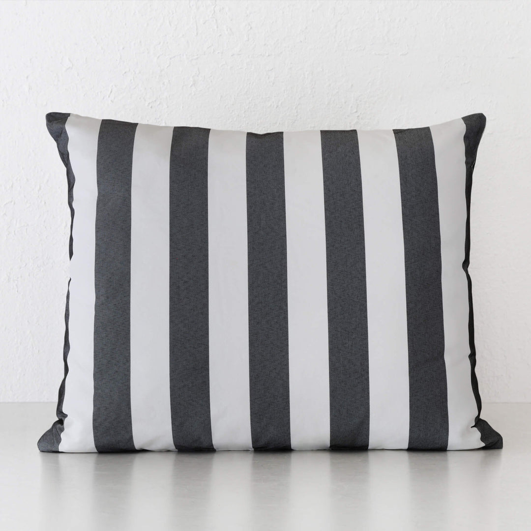 SAN ANDREAS OUTDOOR SCATTER CUSHION  |  50 X 60  | BLACK NOIR + WHITE SEASIDE STRIPE