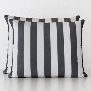 SAN ANDREAS OUTDOOR SCATTER CUSHION BUNDLE X2  |  50 X 60  |  BLACK NOIR + WHITE SEASIDE STRIPE