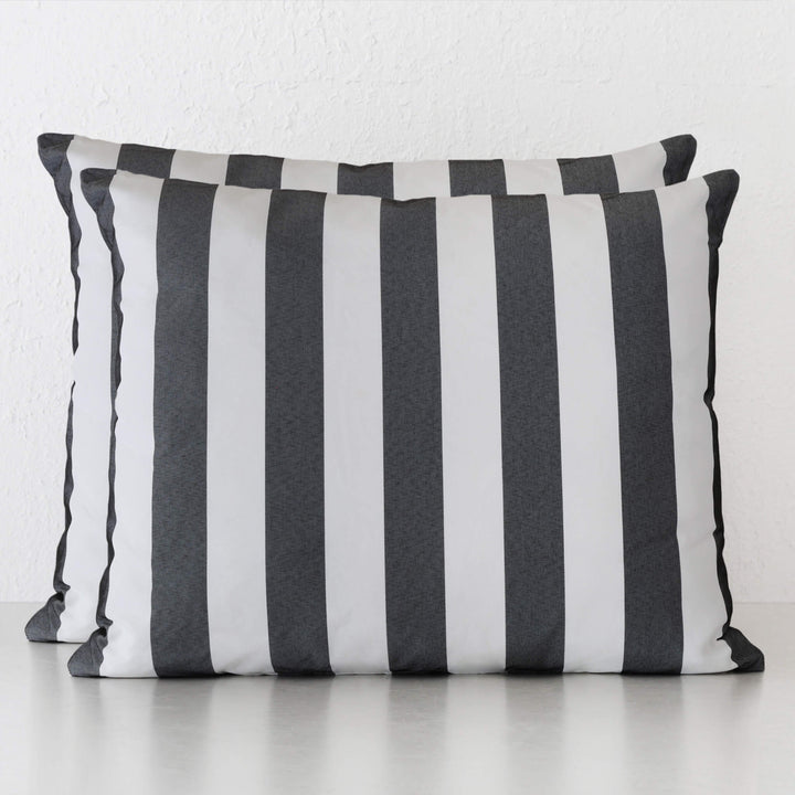 SAN ANDREAS OUTDOOR SCATTER CUSHION BUNDLE X2  |  50 X 60  |  BLACK NOIR + WHITE SEASIDE STRIPE