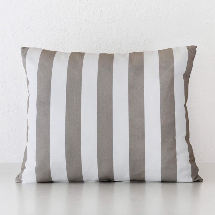 SAN ANDREAS OUTDOOR SCATTER CUSHION  |  50 X 60  |  BALSA STONE + WHITE SEASIDE STRIPE
