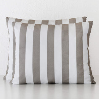 SAN ANDREAS OUTDOOR SCATTER CUSHION BUNDLE X2  |  50 X 60  |  BALSA STONE + WHITE SEASIDE STRIPE