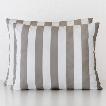 SAN ANDREAS OUTDOOR SCATTER CUSHION BUNDLE X2  |  50 X 60  |  BALSA STONE + WHITE SEASIDE STRIPE