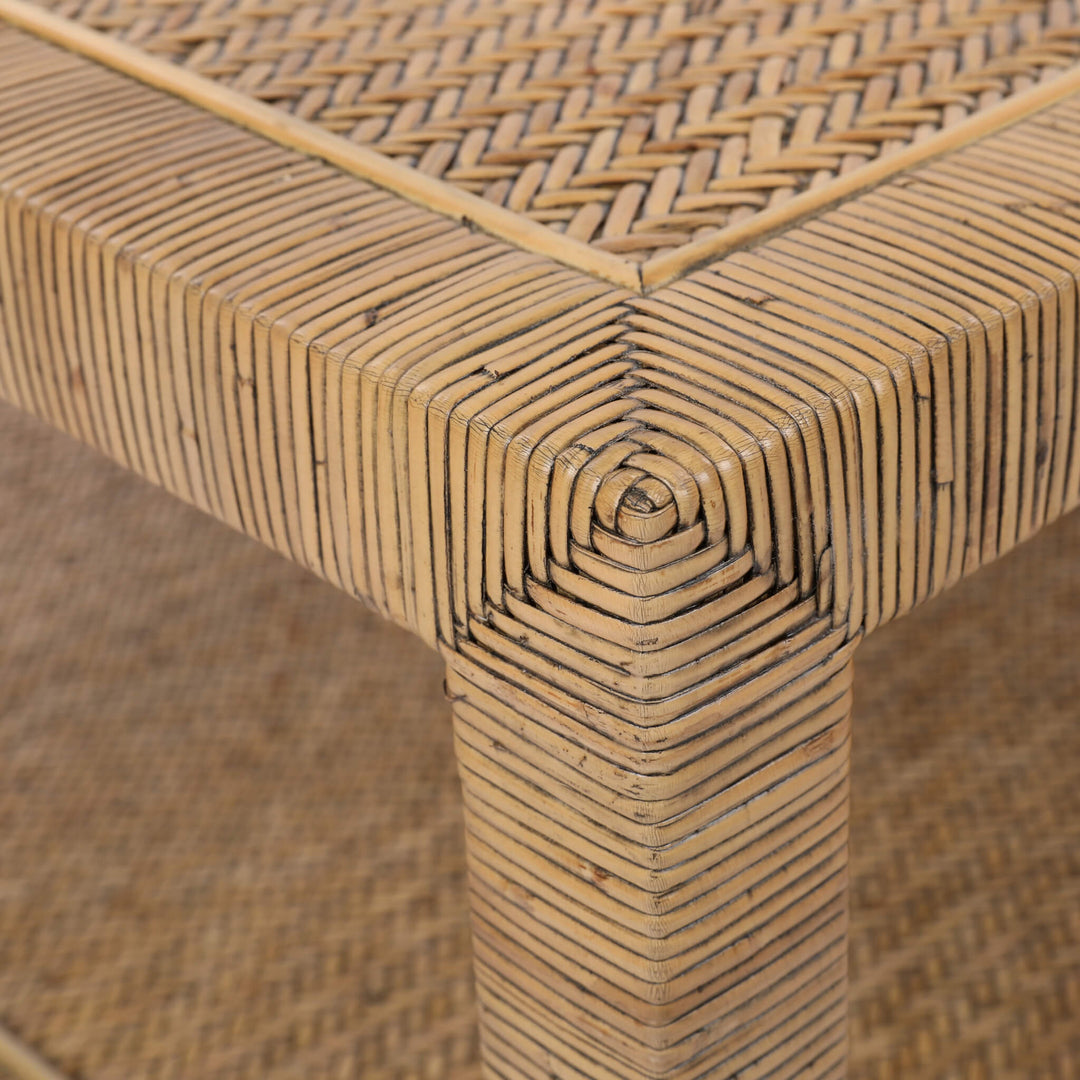 SAN AUGUSTINE RATTAN HERRING WEAVE  |  RECTANGLE COFFEE TABLE  |  NATURAL RATTAN