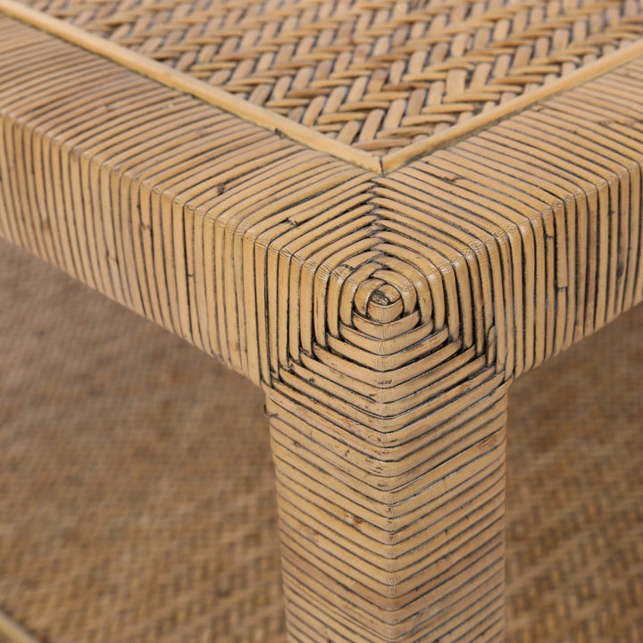 SAN AUGUSTINE RATTAN HERRING WEAVE  |  RECTANGLE COFFEE TABLE  |  NATURAL RATTAN