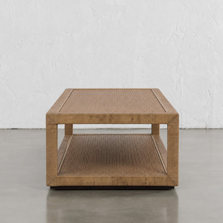 SAN AUGUSTINE RATTAN HERRING WEAVE  |  RECTANGLE COFFEE TABLE  |  NATURAL RATTAN
