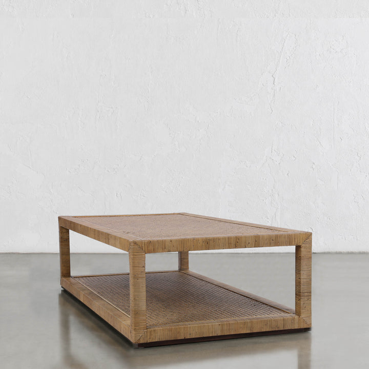 SAN AUGUSTINE RATTAN HERRING WEAVE  |  RECTANGLE COFFEE TABLE  |  NATURAL RATTAN