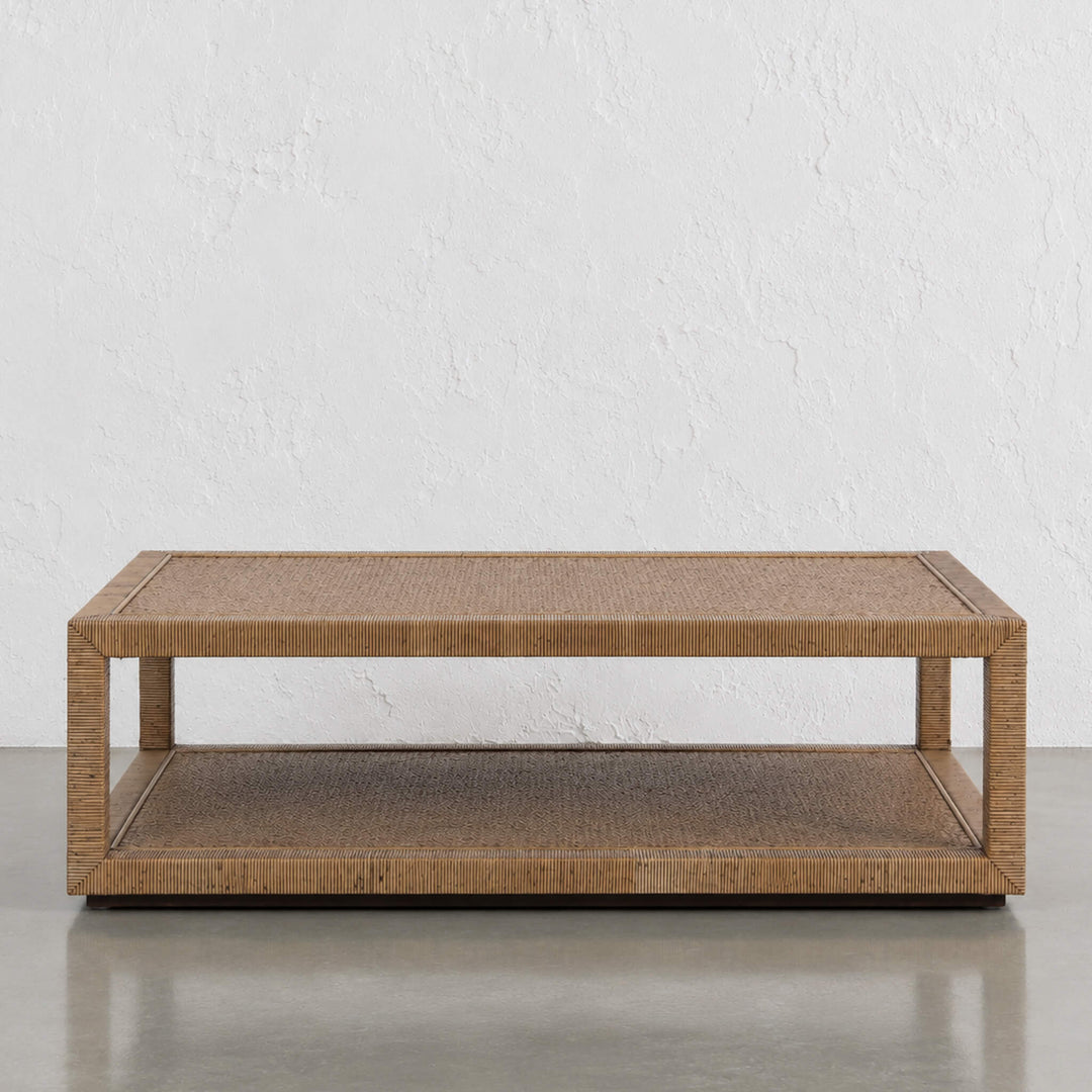 SAN AUGUSTINE RATTAN HERRING WEAVE  |  RECTANGLE COFFEE TABLE  |  NATURAL RATTAN