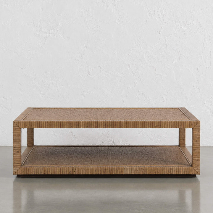 SAN AUGUSTINE RATTAN HERRING WEAVE  |  RECTANGLE COFFEE TABLE  |  NATURAL RATTAN