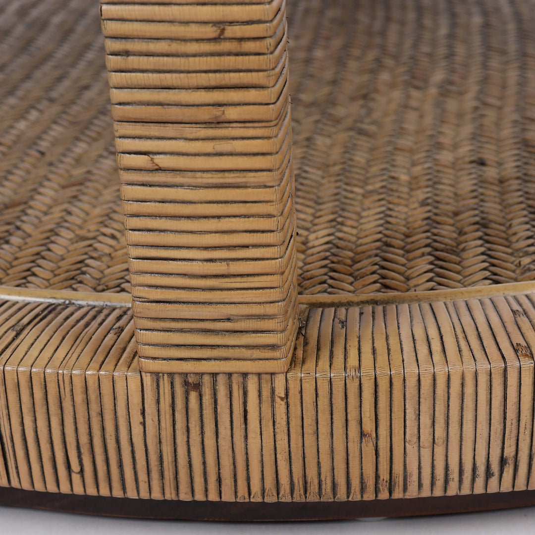 SAN AUGUSTINE RATTAN HERRING WEAVE  |  ROUND COFFEE TABLE  |  NATURAL RATTAN