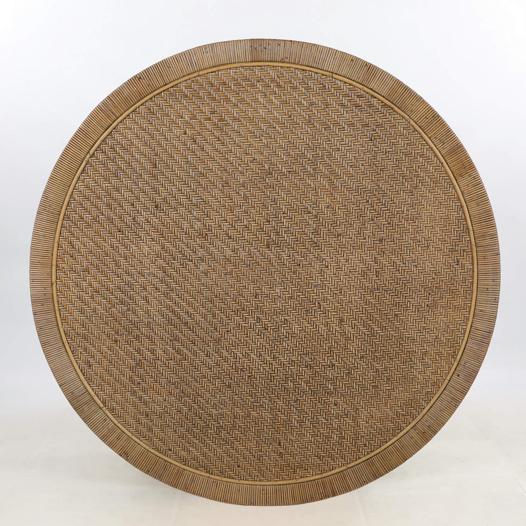 SAN AUGUSTINE RATTAN HERRING WEAVE  |  ROUND COFFEE TABLE  |  NATURAL RATTAN