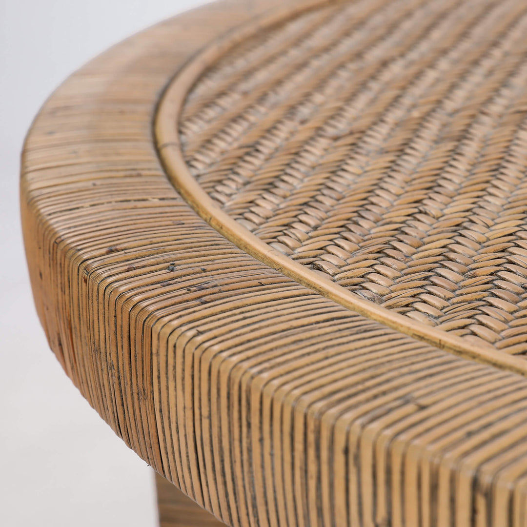 SAN AUGUSTINE RATTAN HERRING WEAVE  |  ROUND COFFEE TABLE  |  NATURAL RATTAN