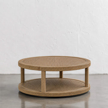 SAN AUGUSTINE RATTAN HERRING WEAVE  |  ROUND COFFEE TABLE  |  NATURAL RATTAN
