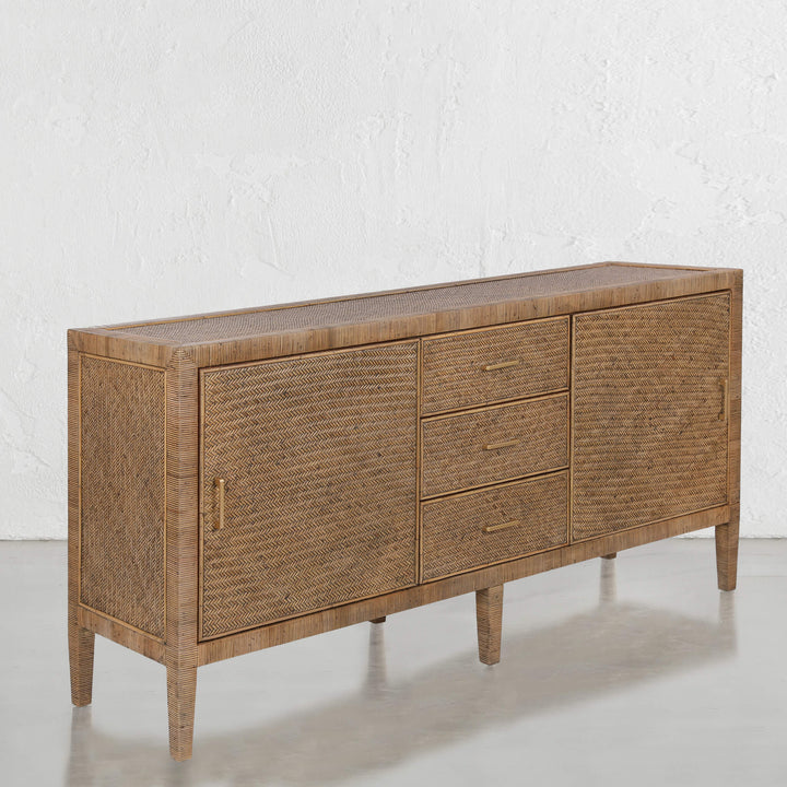 SAN AUGUSTINE RATTAN HERRING WEAVE  |  SIDEBOARD 180CM  |  NATURAL RATTAN
