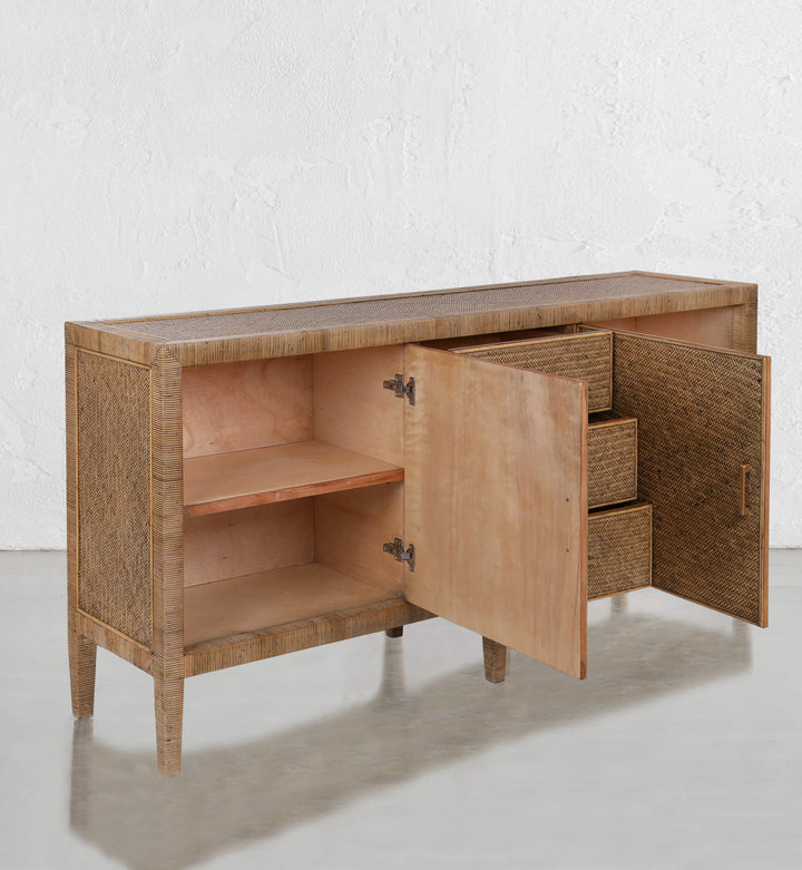 SAN AUGUSTINE RATTAN HERRING WEAVE  |  SIDEBOARD 180CM  |  NATURAL RATTAN