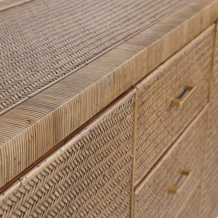 SAN AUGUSTINE RATTAN HERRING WEAVE  |  SIDEBOARD 180CM  |  NATURAL RATTAN