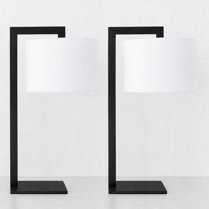 SANTANA TABLE LAMP  |  66CM  |  BLACK METAL + WHITE LINEN