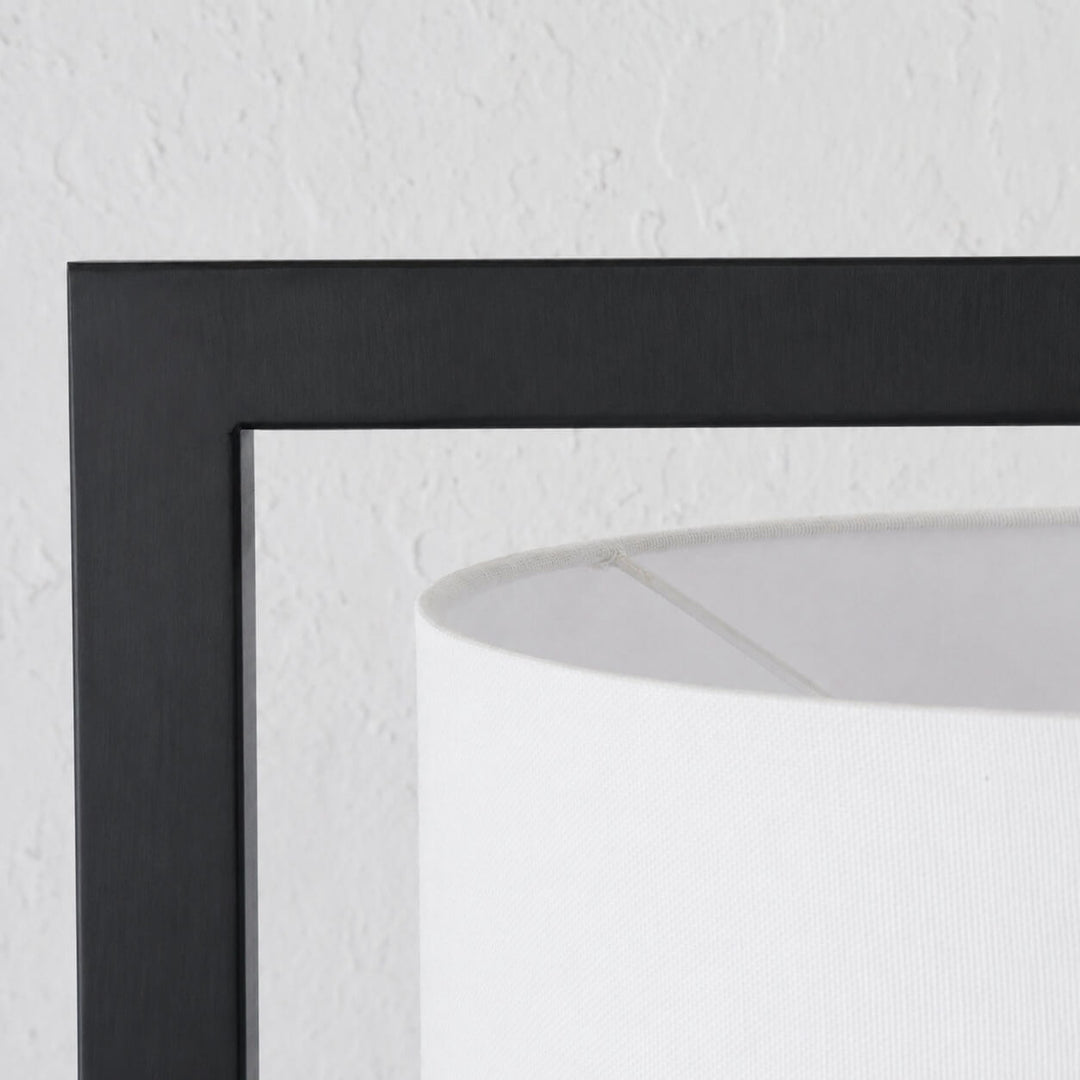 SANTANA FLOOR LAMP  |  175CM  | BLACK METAL + WHITE LINEN