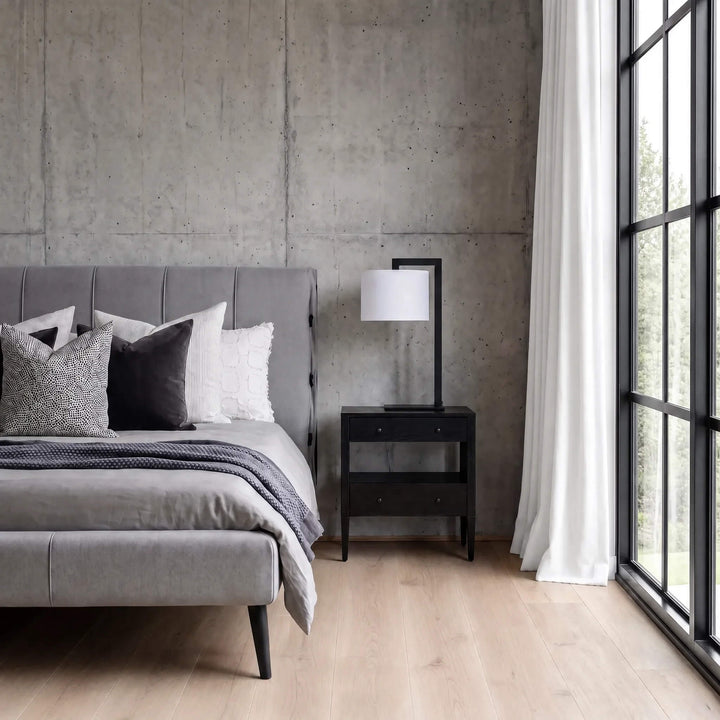SANTANA TABLE LAMP  |  66CM  |  BLACK METAL + WHITE LINEN