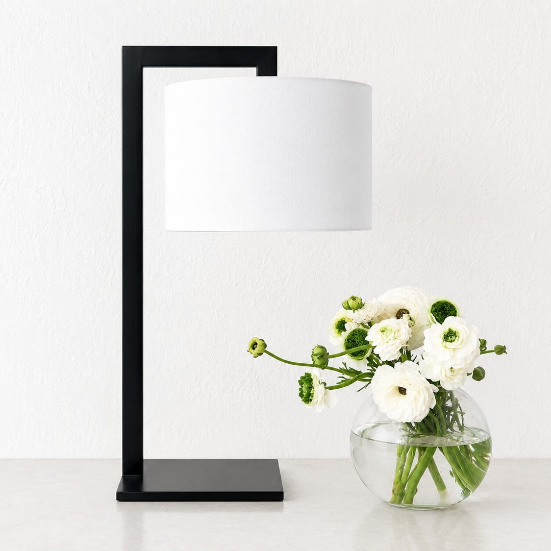 Santana Table Lamp  |  66cm  |  Dark Brass + White Linen
