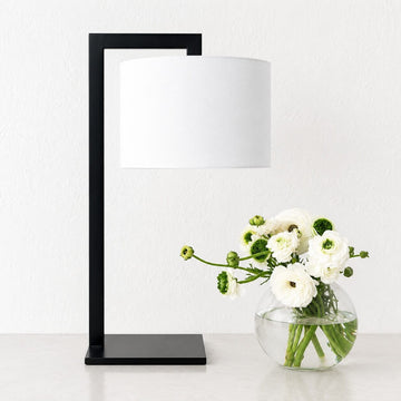 Santana Table Lamp  |  66cm  |  Dark Brass + White Linen