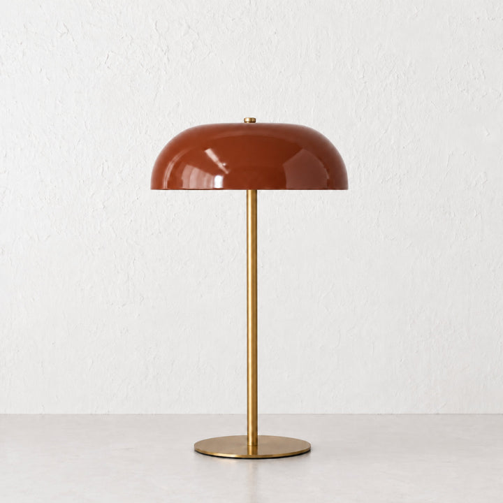 SAO MARTINHO DOME LED RECHARGEABLE INDOOR/OUTDOOR LAMP  |  35CM  |  BURNT TERRACOTTA + ANTIQUE BRASS